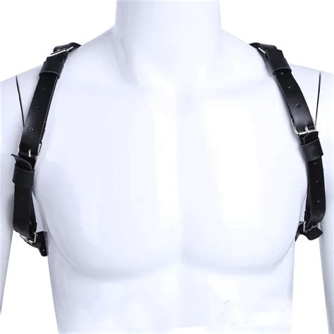 Msemis Mens Harness Gay Fetish Faux Leather Harness X Shape Back Punk Shoulder Harness Belt