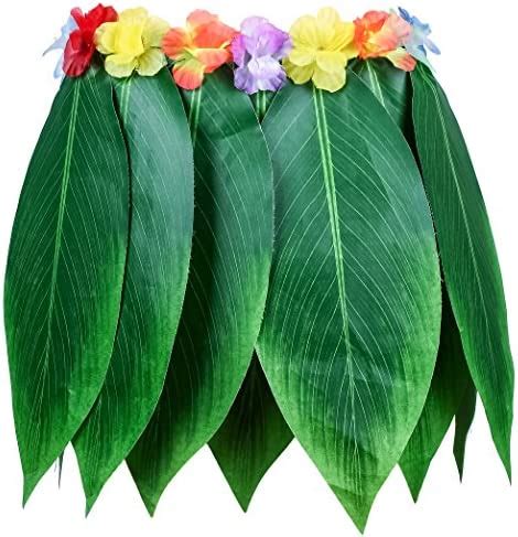 Amazon Com Kefan Leaf Hula Skirt And Hawaiian Leis Set Grass Skirt