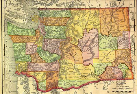 Washington State Vintage Map — Circa 1895 Washington State
