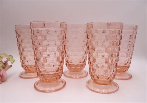5 Indiana Glass Fostoria American Whitehall Pink Glass Iced Etsy