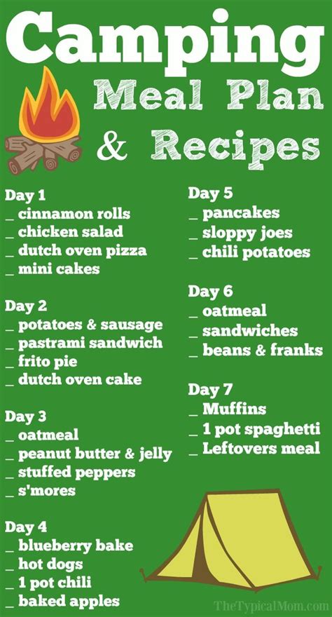 Easy Camping Recipes Camping Meal Planning Camping Meals Easy