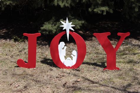 Joy Nativity With Manger Scene By Candkts On Etsy
