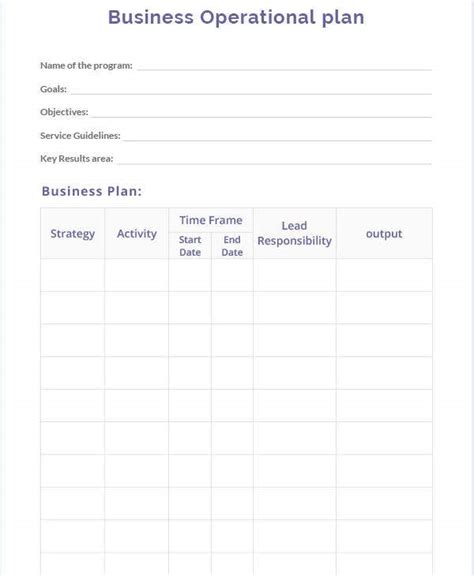 If you take the time to write a plan that really fits your own company, it will be a better, more useful tool to grow your business. 8+ Business Operation Plan Templates - PDF, DOC | Free & Premium Templates