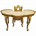 French Baroque Style Gold Gilt Kidney Vanity Desk and Chair attr. to ...