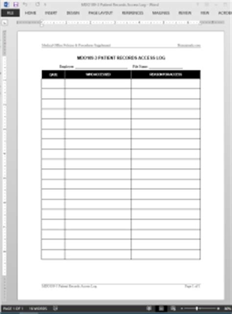 patient records access log template