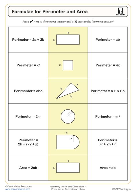 Formulae For Perimeter And Area Worksheet Fun And Engaging Pdf Worksheets