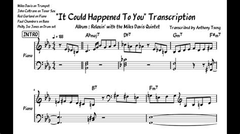 Miles Davis Quintet It Could Happen To You Transcription All In Eb