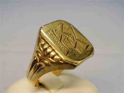 Antique 14 Kt Golden Signet Ring Hand Engraved Monogram Catawiki