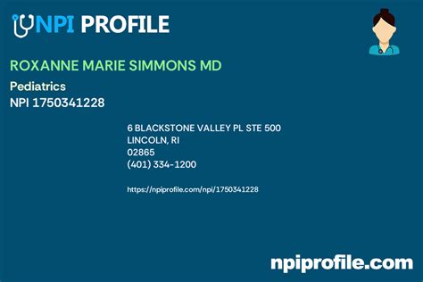 Roxanne Marie Simmons Md Npi 1750341228 Pediatrics In Lincoln Ri