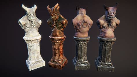 3d Model Horror Busts 2 Vr Ar Low Poly Cgtrader