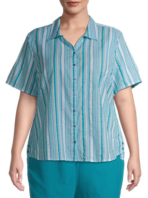 Erika Erika Womens Plus Size Hayden Short Sleeve Button Down Shirt