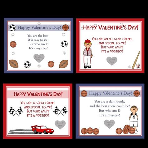 24 Personalized Valentine Day Cards For Kids Sports By Partyplace