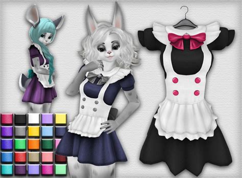 Second Life Marketplace Kemono Maid Dress 3 Chest Sizes 25 Colors