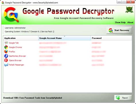 When recovering your account, you may need to input some combination of a phone number, email address, or answers to security questions. Password Decryptor for Google 12.0 full screenshot