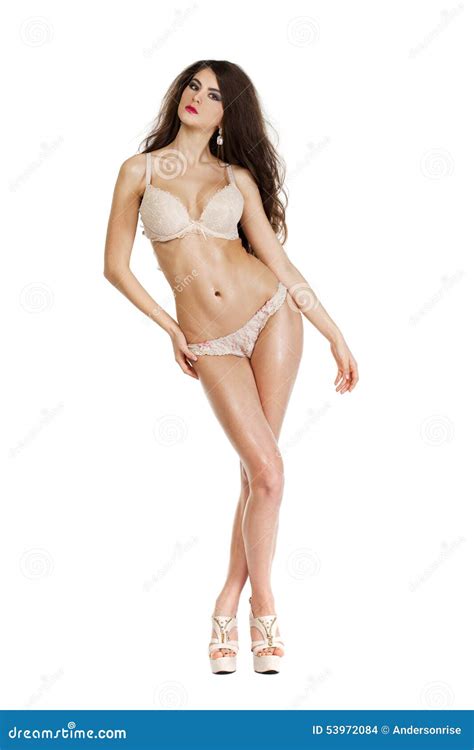 Beautiful Full Body Brunette Beauty Woman In Underwear Stock Photo Image Of Clothes Fashion