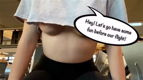 Tits In Airport Can See Boobs On Girl Waiting For Her Flight In Small Shirt