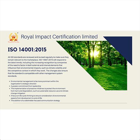 iso 14001 2015 certification services in 62 sector noida royal impact certification ltd