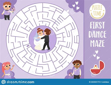 Wedding Maze For Kids With Dancing Bride And Groom Marriage Ceremony