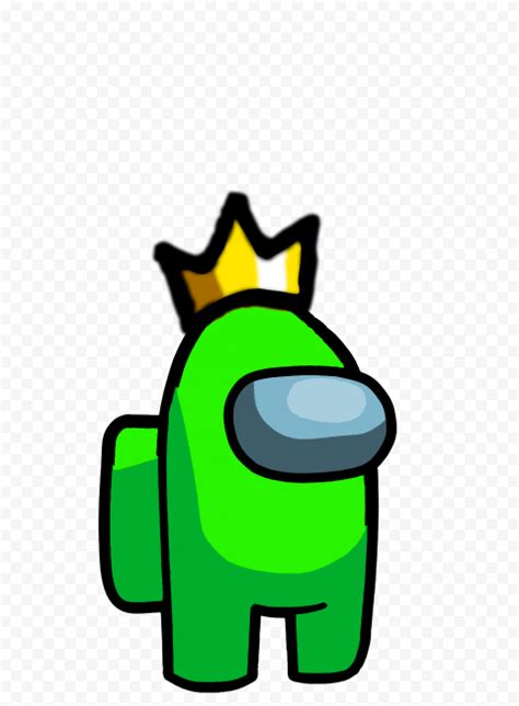 Hd Lime Among Us Crewmate Character With Crown Hat On Top Png Citypng