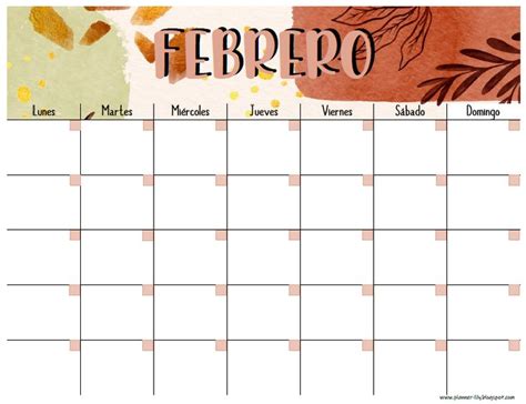 Planner Mensual Febrero Gratis Plantilla De Calendario Para Imprimir