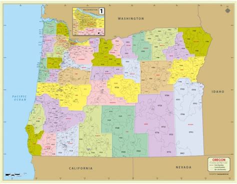 Oregon Zip Code Map With Counties Zip Code Map Oregon Nevada California