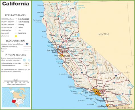 California Landforms Map Printable Maps