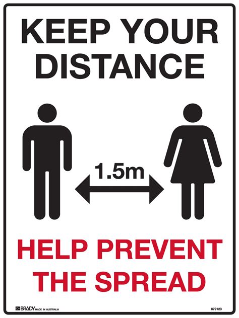 KEEP YOUR DISTANCE 1 5M HELP PREVENT THE SPREAD SIGN 450MM X 600MM