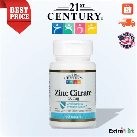 Zinc Citrate 50 Mg 60 Tablets 21st Century Shopee Thailand
