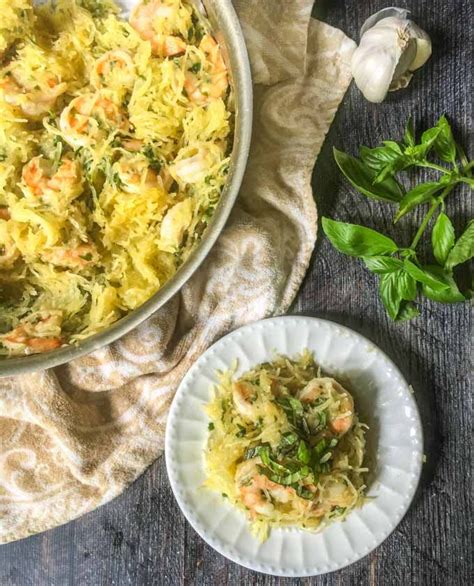 Keto Shrimp Spaghetti Squash And Basil Just 15 Minutes My Life