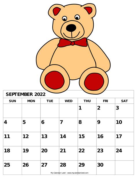 September 2022 Calendar My Calendar Land