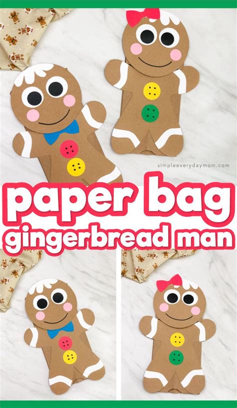 Gingerbread Man Paper Bag Puppet Craft Paper Bag Puppets Winter