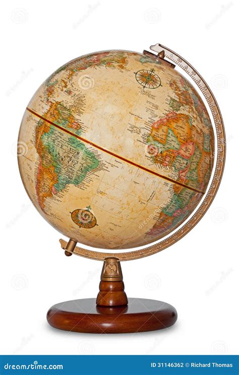 Antique World Globe Isolated Clipping Path Stock Photo Image Of