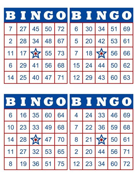 1000 Bingo Cards Pdf Download 1 2 And 4 Per Page Instant Printable Fun Party Game Patriotic