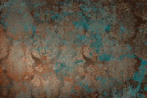 Buy Antique Damask Brown Rust Teal Wallpaper Free Shipping