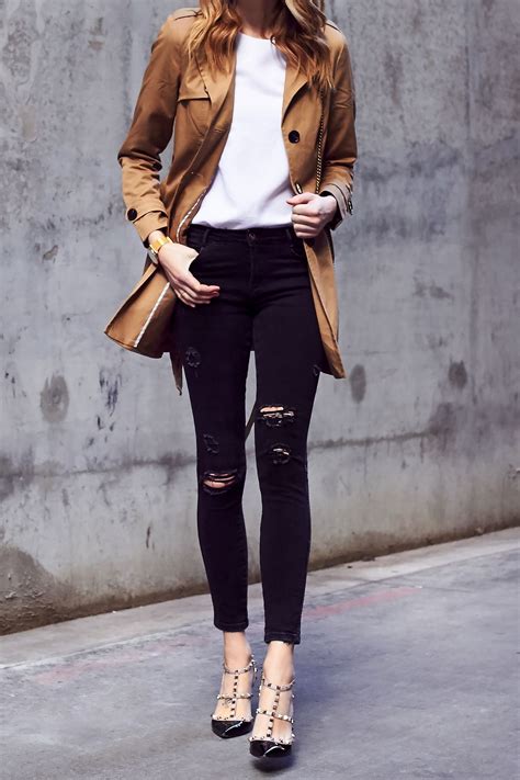 6 TRENCH COATS UNDER 100 With Images Black Ripped Skinny Jeans
