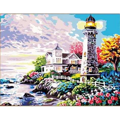 Sea Lighthouse Paint By Number Kit Adult Coastal Painting By Etsy