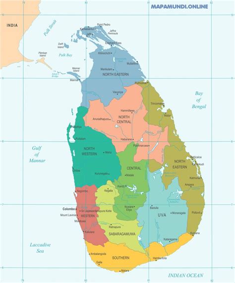 ⊛ Mapa De Sri Lanka ·🥇 Político And Físico Para Imprimir 2023