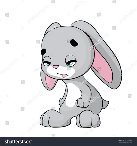 Tired Rabbit Cartoon Character Bunny Vector เวกเตอร์สต็อก ปลอดค่า