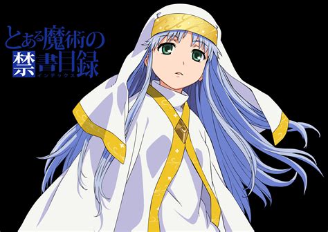 Blue Hair Green Eyes Hat Index Long Hair Nun To Aru Majutsu No Index