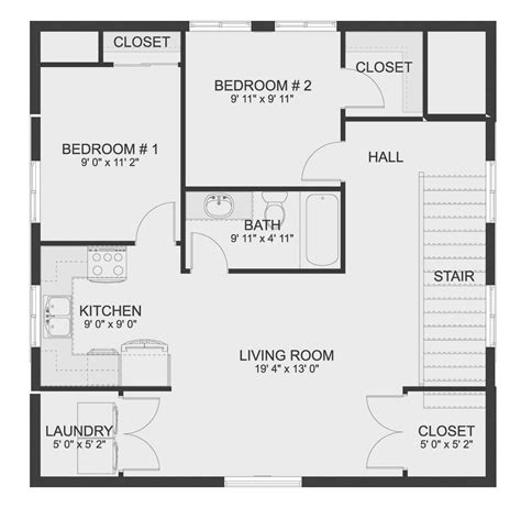 Traditional Plan 900 Square Feet 2 Bedrooms 15 Bathrooms 2802 00124
