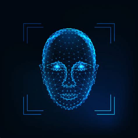 Face Recognition System Concept Human Face Scanning Blue Template Riset