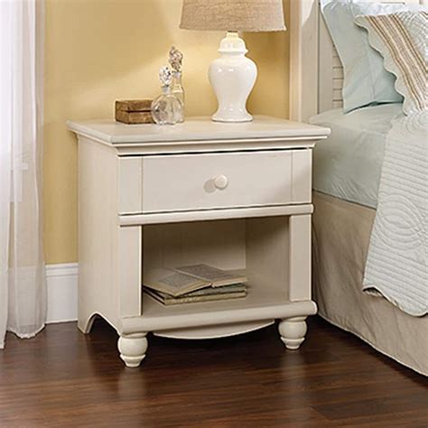 Harbor View 1 Drawer Antiqued White Nightstand 400639 The Home Depot