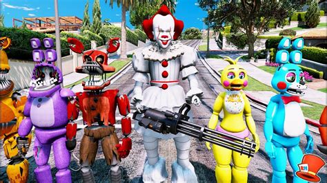 It Pennywise Clown Mod And Animatronics Take Over The World Gta 5 Mods