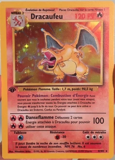 If your collection is too large to the 1st edition cards are sold and sent out. 1st Edition French Charizard "Dracaufeu" 4/102 Holo Ultra Rare Pokemon Card NM/M | Pokemon cards ...