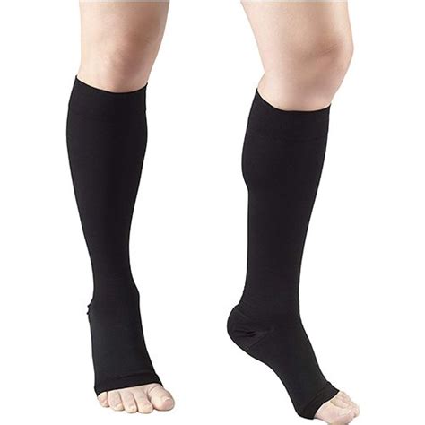 Truform Compression Stocking Knee High 20 30 Mmhg Open Toe Black