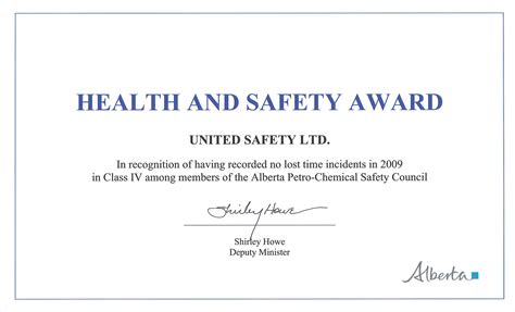 Browse Our Example Of Safety Award Certificate Template Award