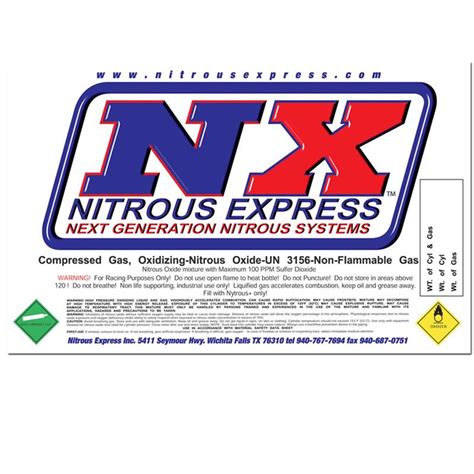 Nitrous Express Nx Decal 10 Lb Bottle Sticker Vinyl Nitrous Express