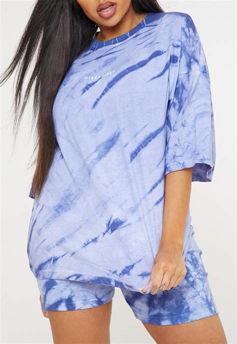 Plus Size Blue Tie Dye Missguided T Shirt And Cycling