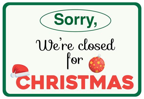 Free Printable Holiday Signs Closed Printable Templates