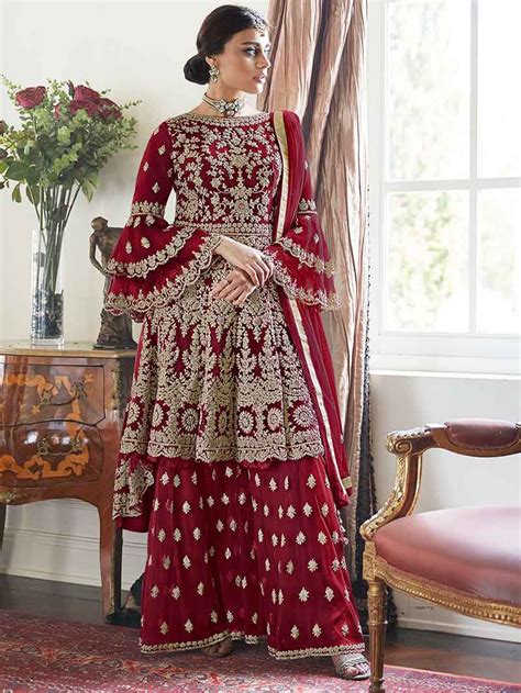 Satin Georgette Maroon Semi Stitched Anarkali Suit With Printed Dupatta